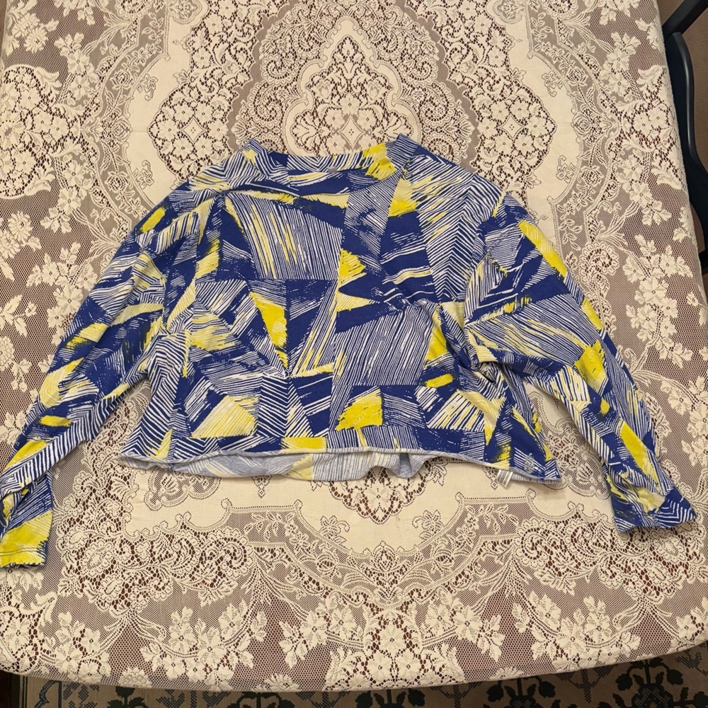 free people movement blue and yellow long sleeve top size medium
